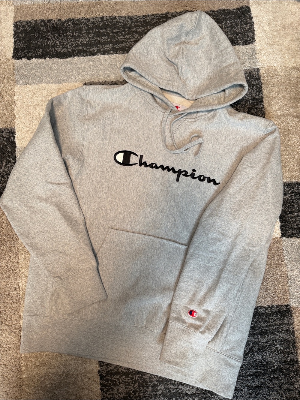 Men’s Champion hoodie sweatshirt, grey, size L GUC!